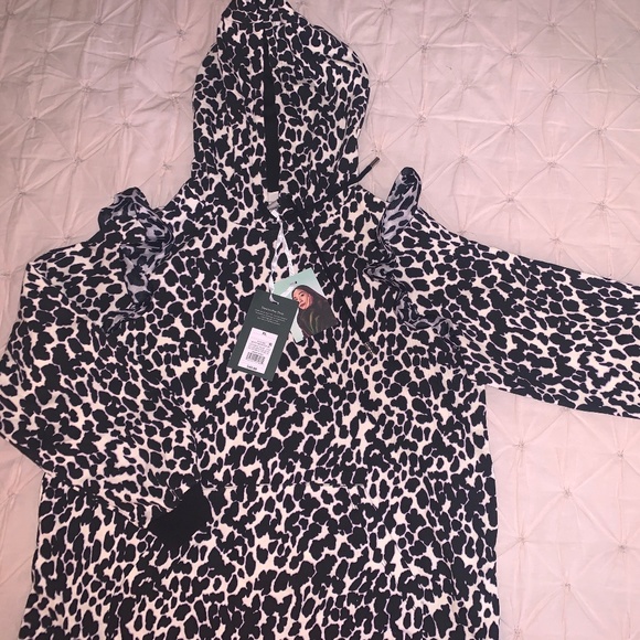 Sandy Liang x Target Black XL Women's Leopard Print Ruffle Hooded Sweatshirt - Picture 1 of 2